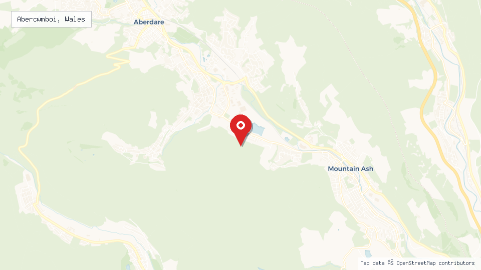 Street map of Abercwmboi, Wales with location pin