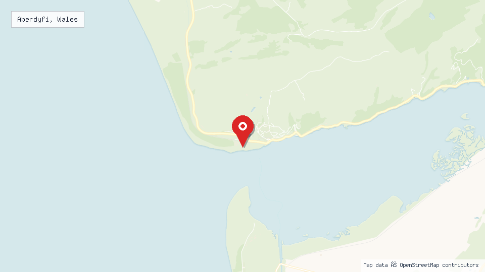 Street map of Aberdyfi, Wales with location pin