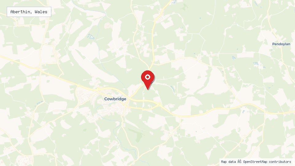 Street map of Aberthin, Wales with location pin