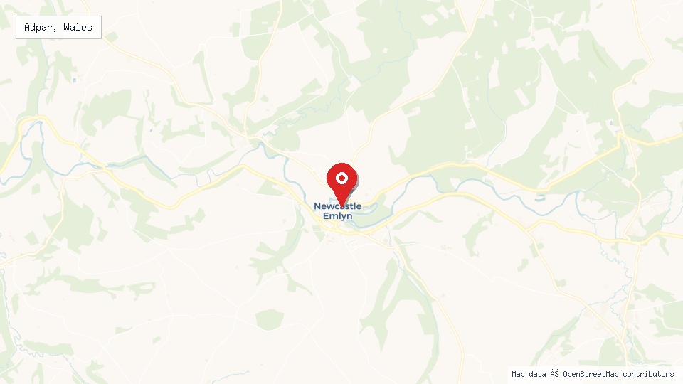Street map of Adpar, Wales with location pin