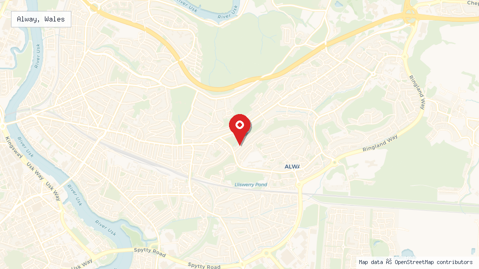 Street map of Alway, Wales with location pin