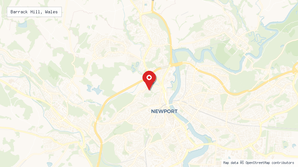 Street map of Barrack Hill, Wales with location pin