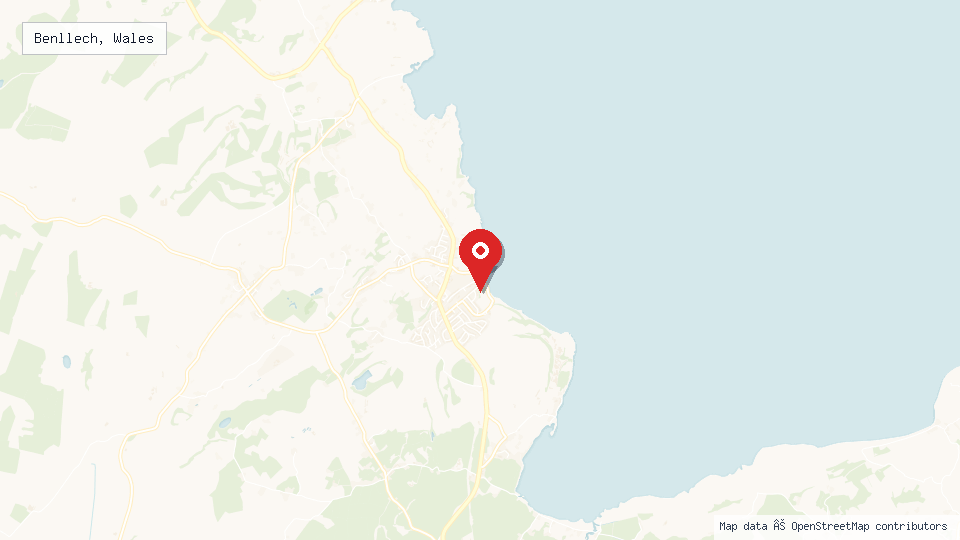 Street map of Benllech, Wales with location pin
