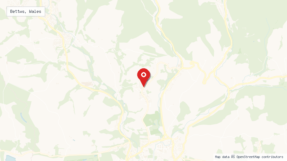 Street map of Bettws, Wales with location pin