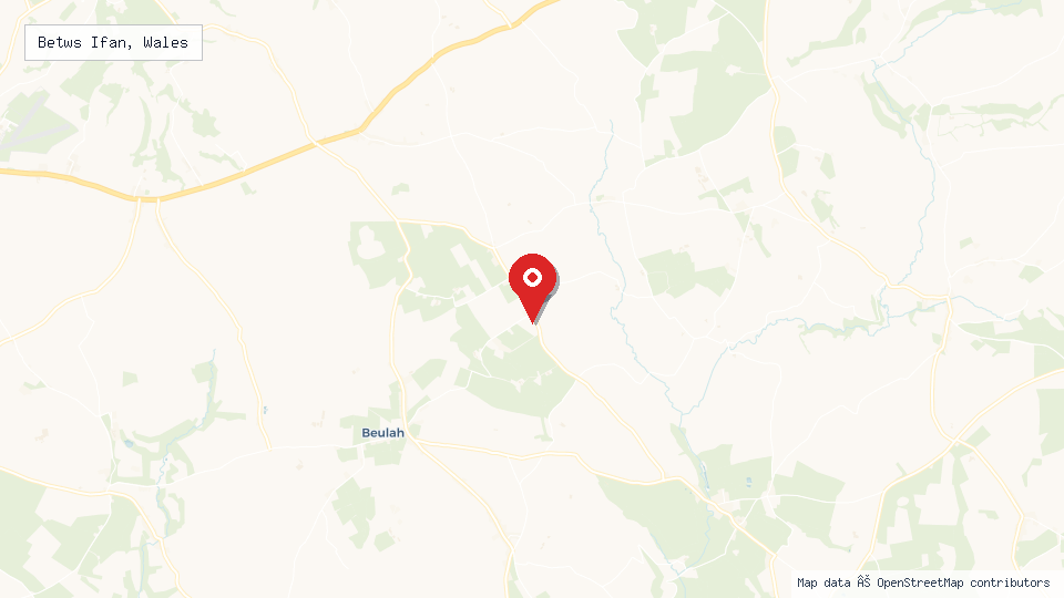 Street map of Betws Ifan, Wales with location pin