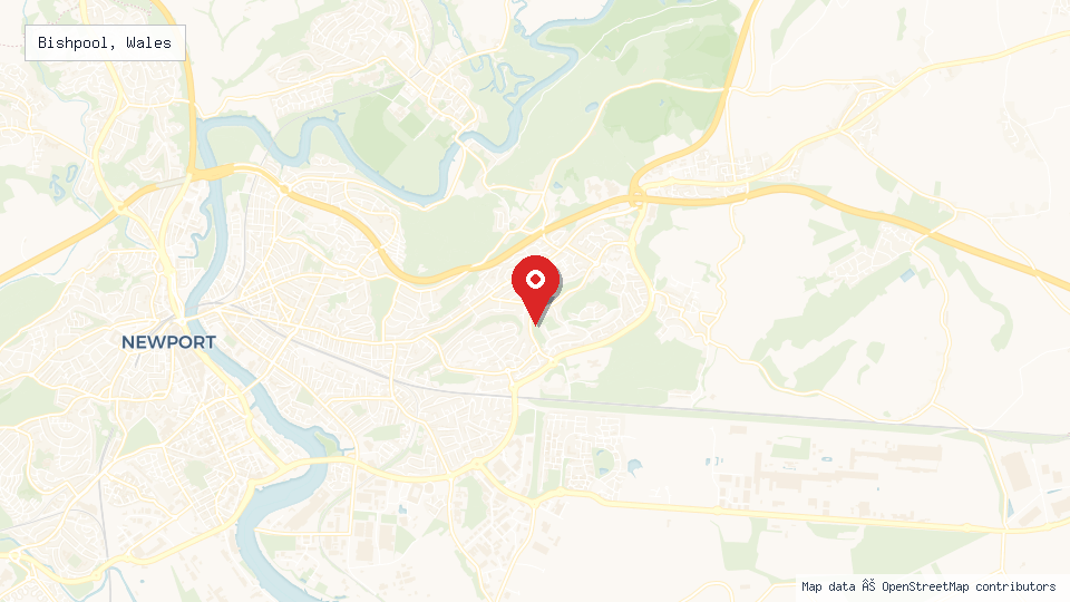 Street map of Bishpool, Wales with location pin