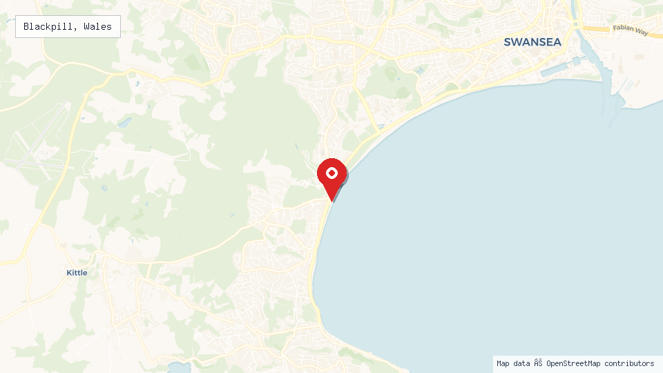 Street map of Blackpill, Wales with location pin
