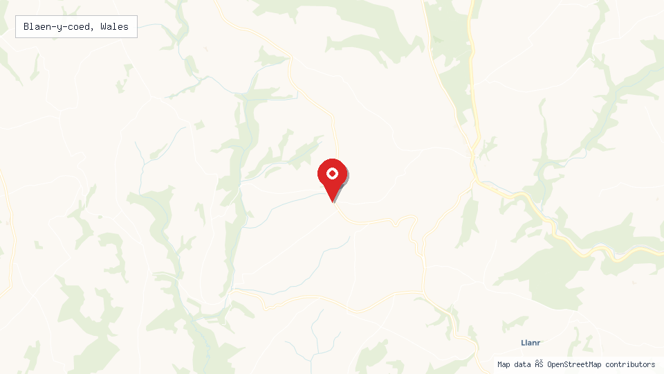 Street map of Blaen-y-coed, Wales with location pin