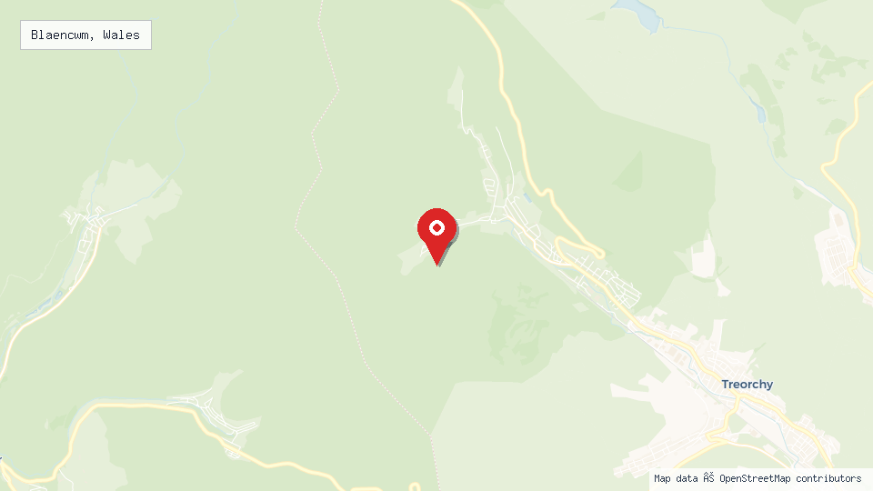 Street map of Blaencwm, Wales with location pin