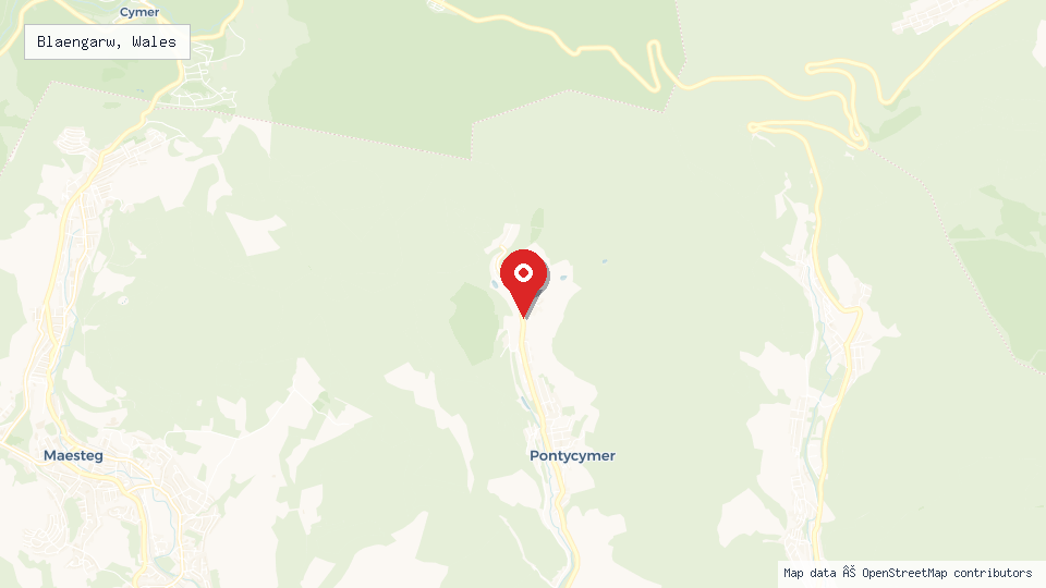Street map of Blaengarw, Wales with location pin