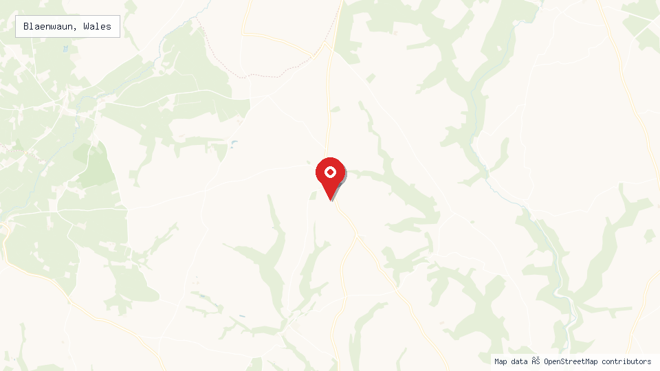 Street map of Blaenwaun, Wales with location pin