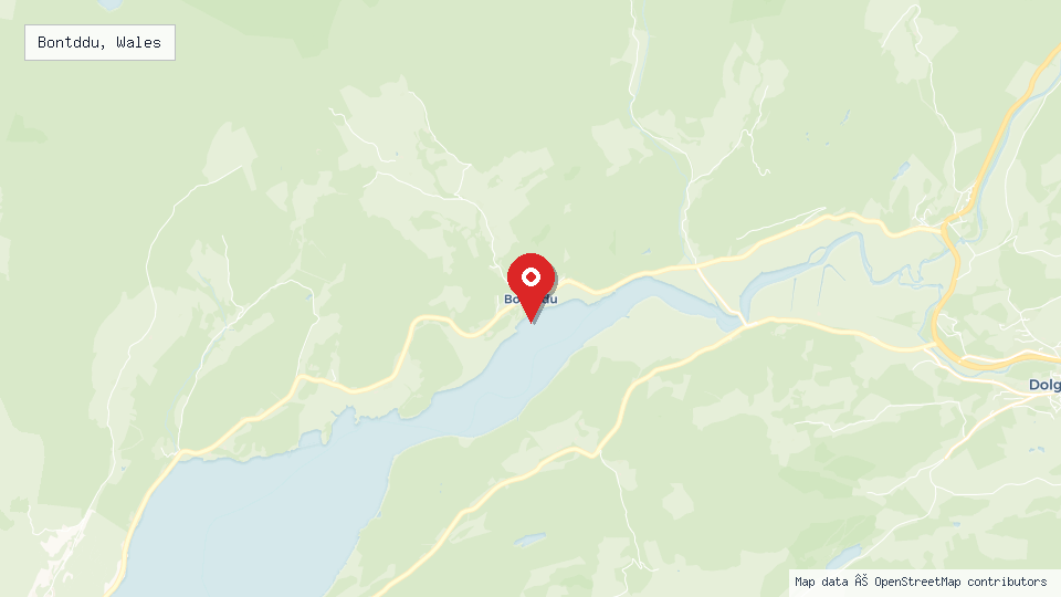 Street map of Bontddu, Wales with location pin