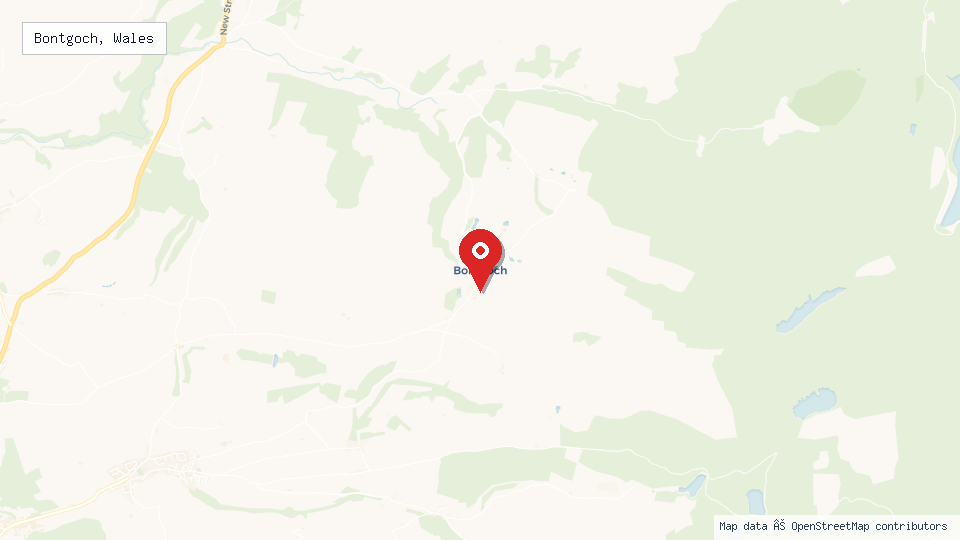 Street map of Bontgoch, Wales with location pin