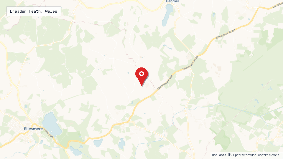 Street map of Breaden Heath, Wales with location pin