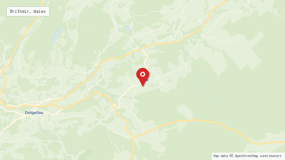 Street map of Brithdir, Wales with location pin
