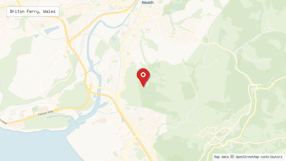 Street map of Briton Ferry, Wales with location pin