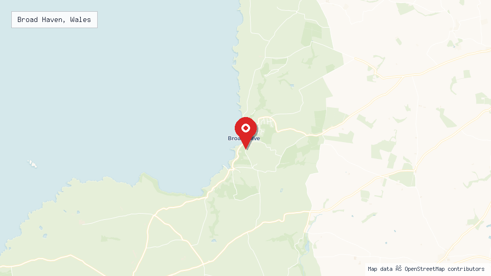 Street map of Broad Haven, Wales with location pin