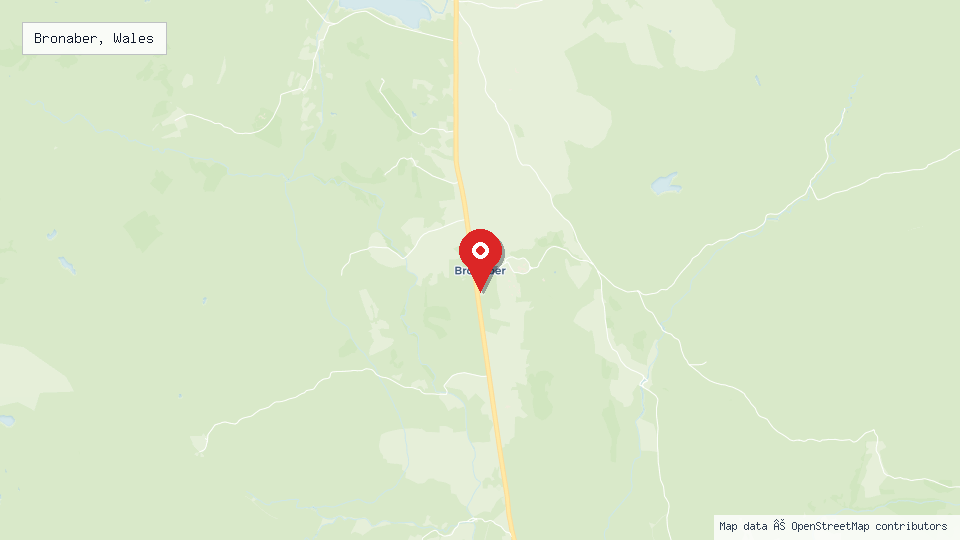 Street map of Bronaber, Wales with location pin