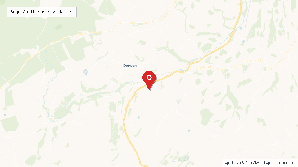 Street map of Bryn Saith Marchog, Wales with location pin