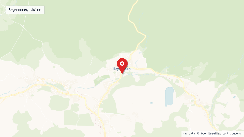 Street map of Brynamman, Wales with location pin