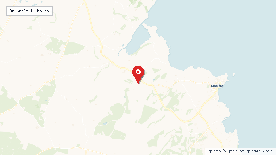 Street map of Brynrefail, Wales with location pin