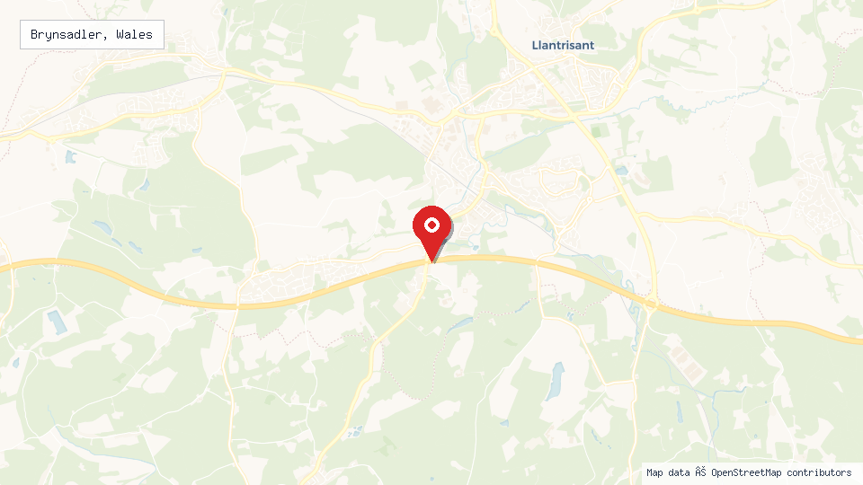 Street map of Brynsadler, Wales with location pin