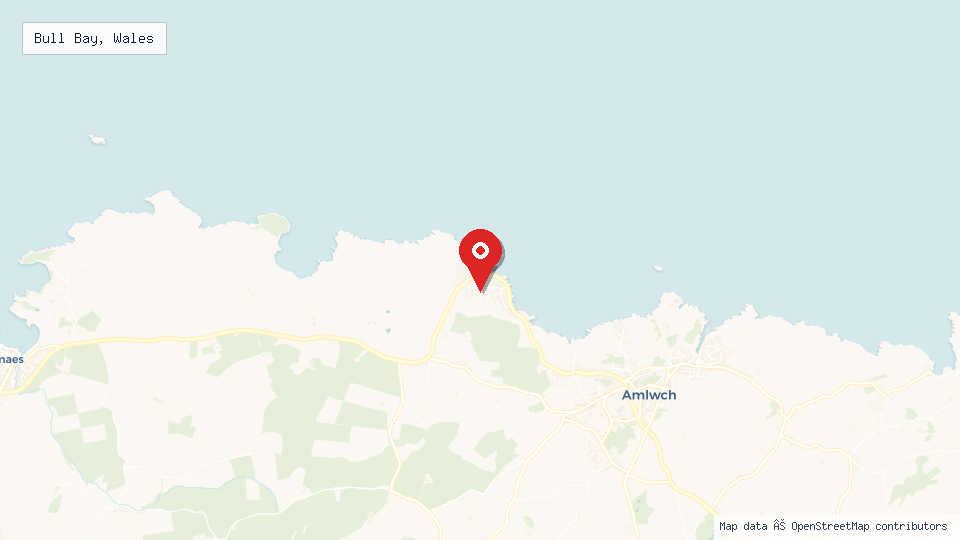 Street map of Bull Bay, Wales with location pin