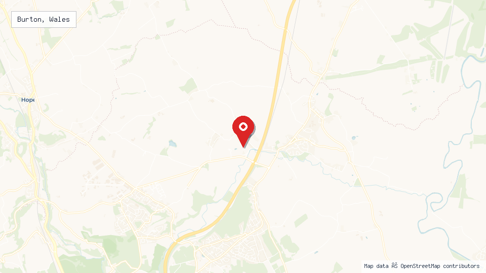 Street map of Burton, Wales with location pin