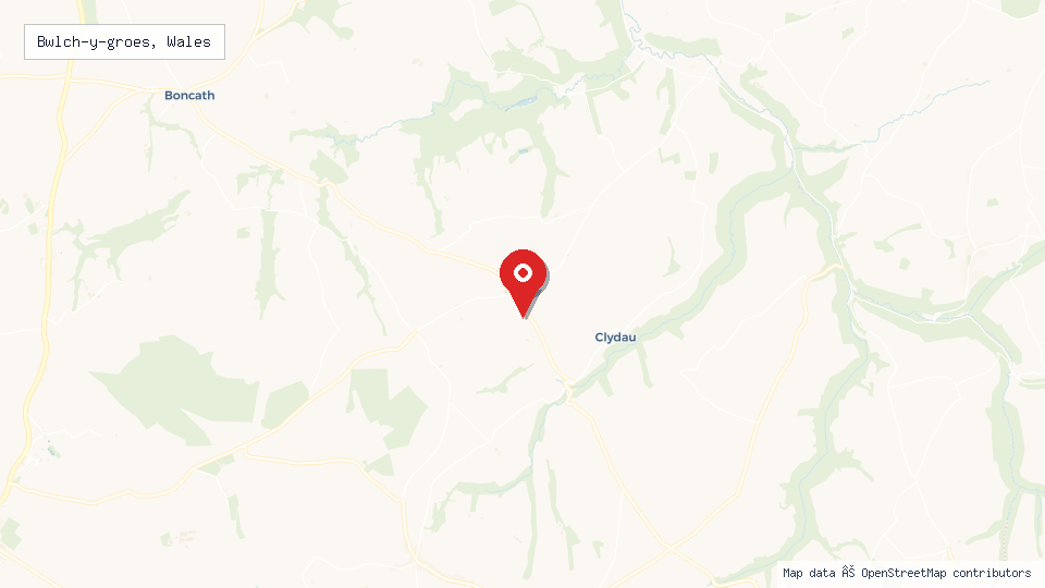 Street map of Bwlch-y-groes, Wales with location pin