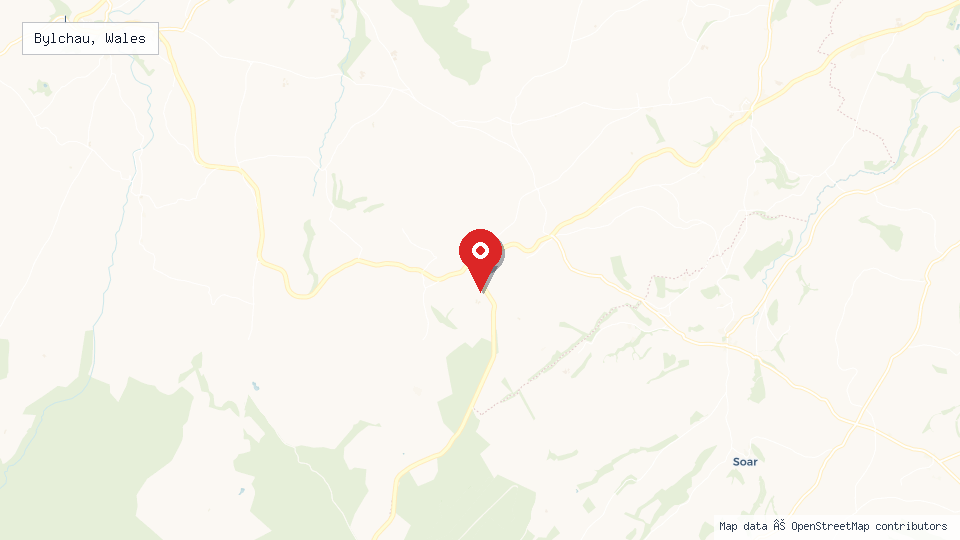 Street map of Bylchau, Wales with location pin
