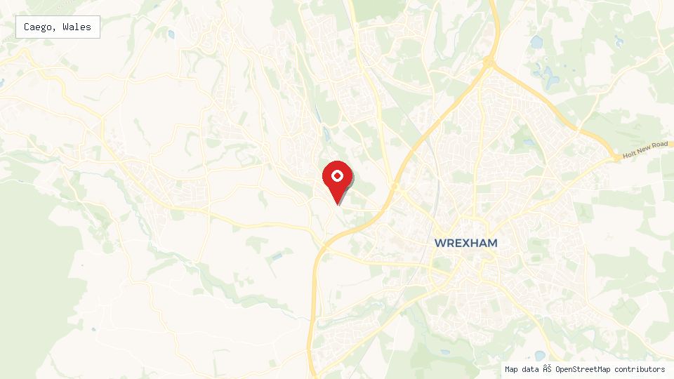 Street map of Caego, Wales with location pin