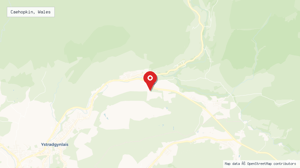 Street map of Caehopkin, Wales with location pin