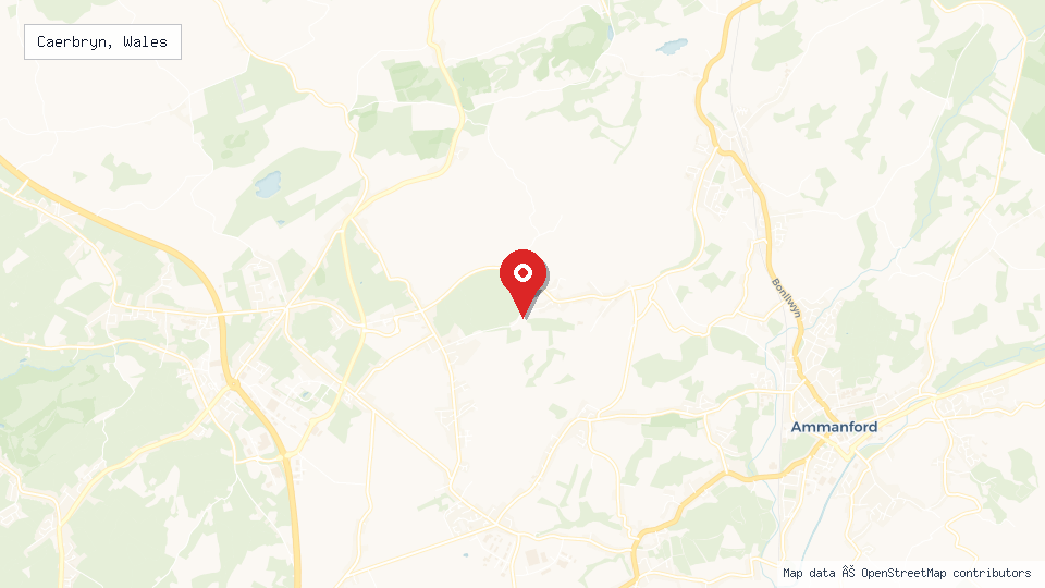 Street map of Caerbryn, Wales with location pin