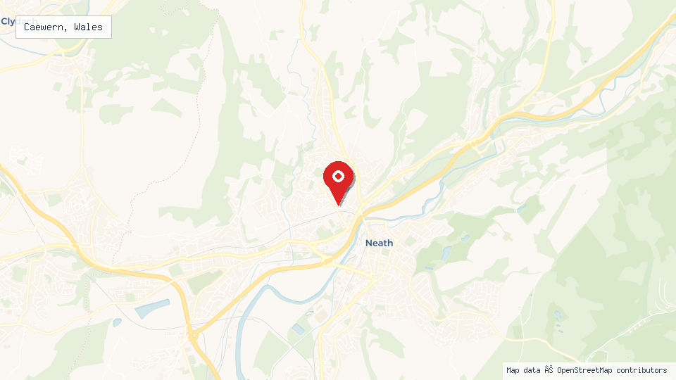 Street map of Caewern, Wales with location pin