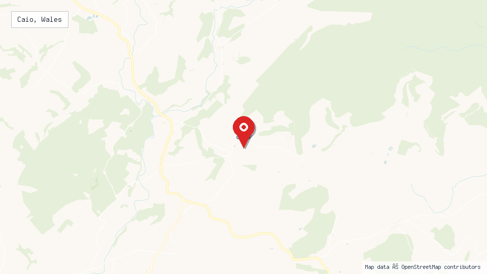 Street map of Caio, Wales with location pin