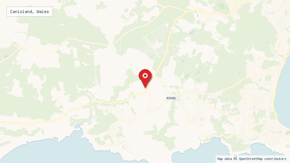 Street map of Canisland, Wales with location pin