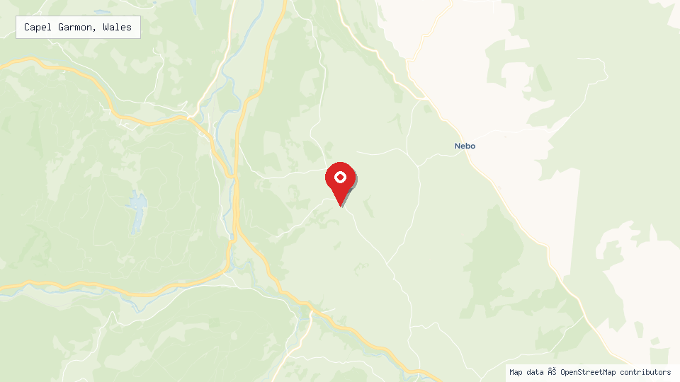 Street map of Capel Garmon, Wales with location pin