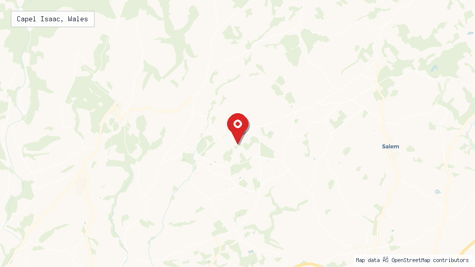 Street map of Capel Isaac, Wales with location pin
