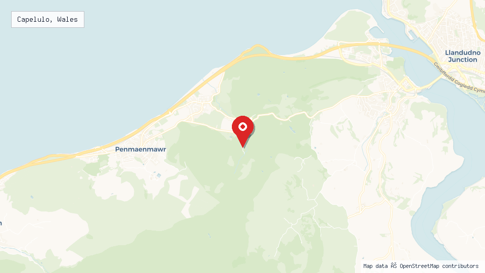 Street map of Capelulo, Wales with location pin
