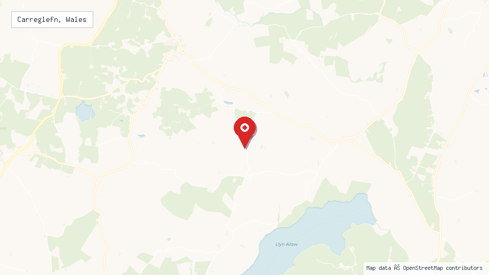 Street map of Carreglefn, Wales with location pin