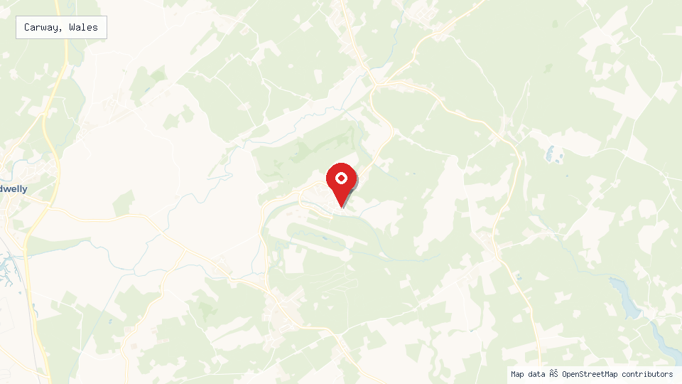 Street map of Carway, Wales with location pin