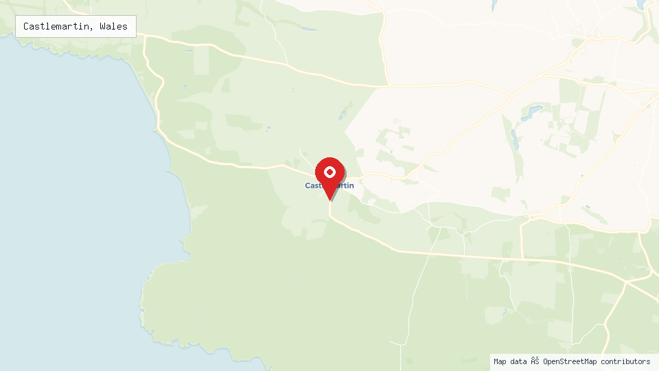 Street map of Castlemartin, Wales with location pin