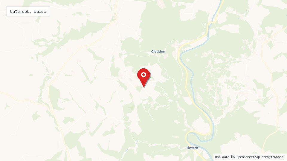 Street map of Catbrook, Wales with location pin