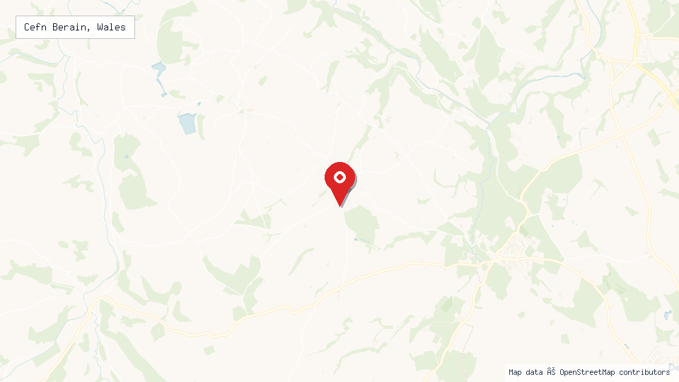 Street map of Cefn Berain, Wales with location pin