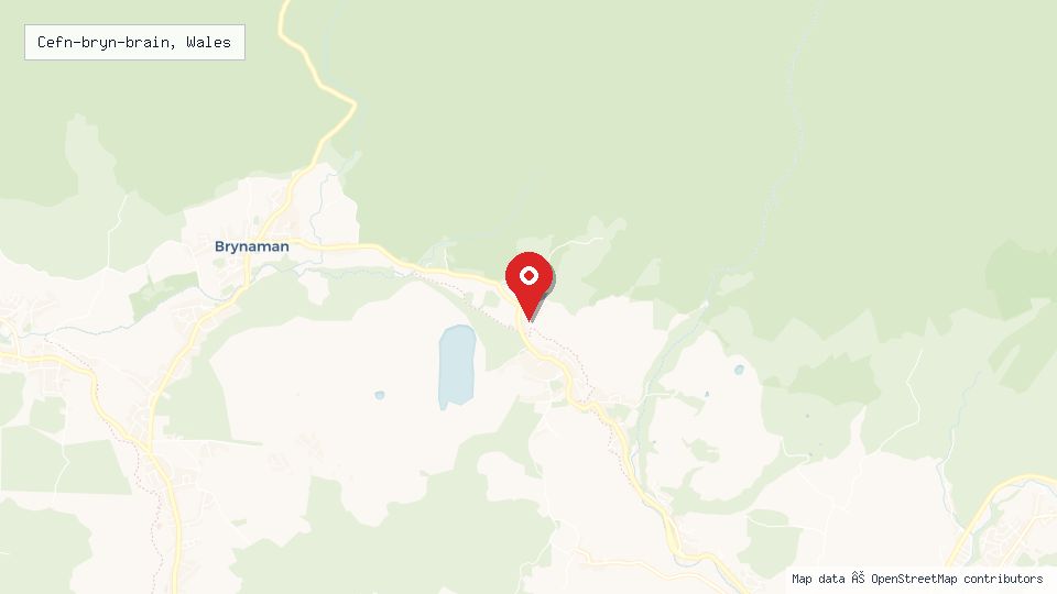 Street map of Cefn-bryn-brain, Wales with location pin