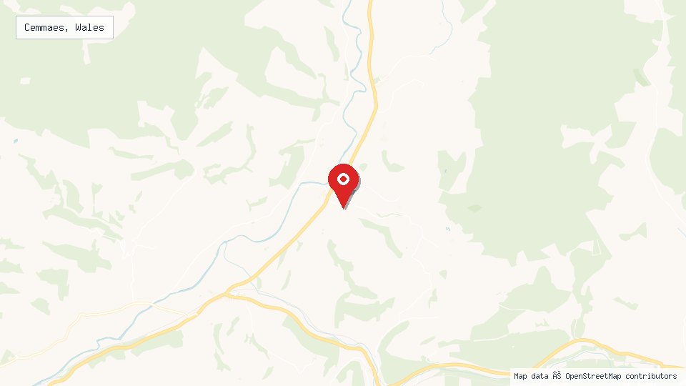 Street map of Cemmaes, Wales with location pin