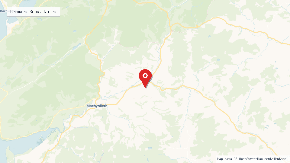Street map of Cemmaes Road, Wales with location pin