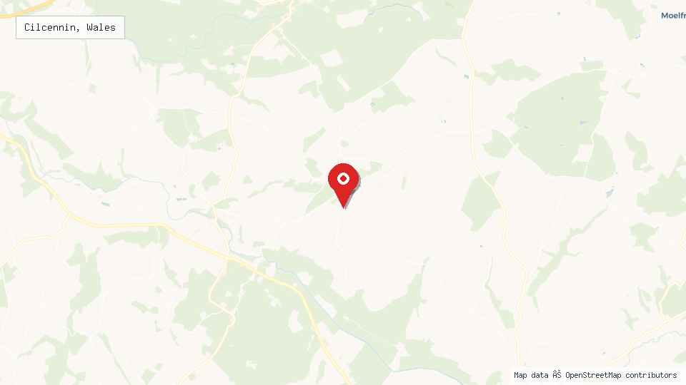 Street map of Cilcennin, Wales with location pin