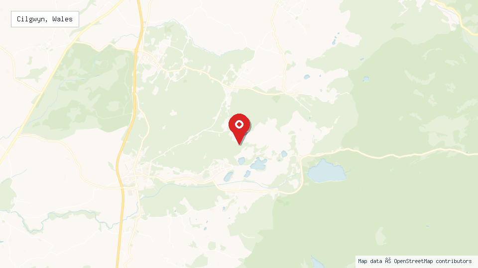 Street map of Cilgwyn, Wales with location pin