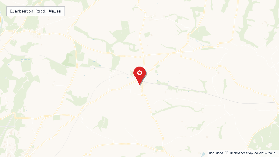 Street map of Clarbeston Road, Wales with location pin